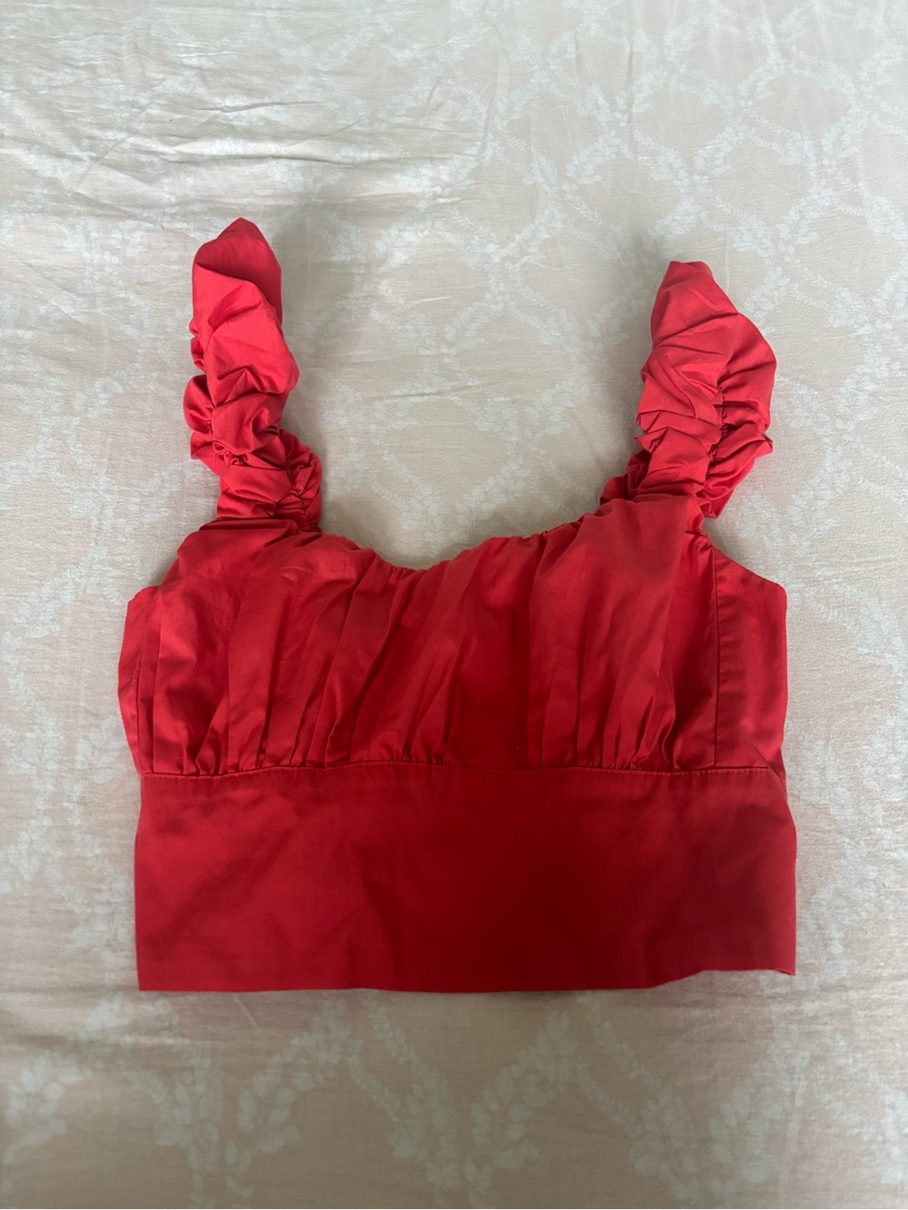 Abercrombie & Fitch Red Ruffle Strap Crop Top